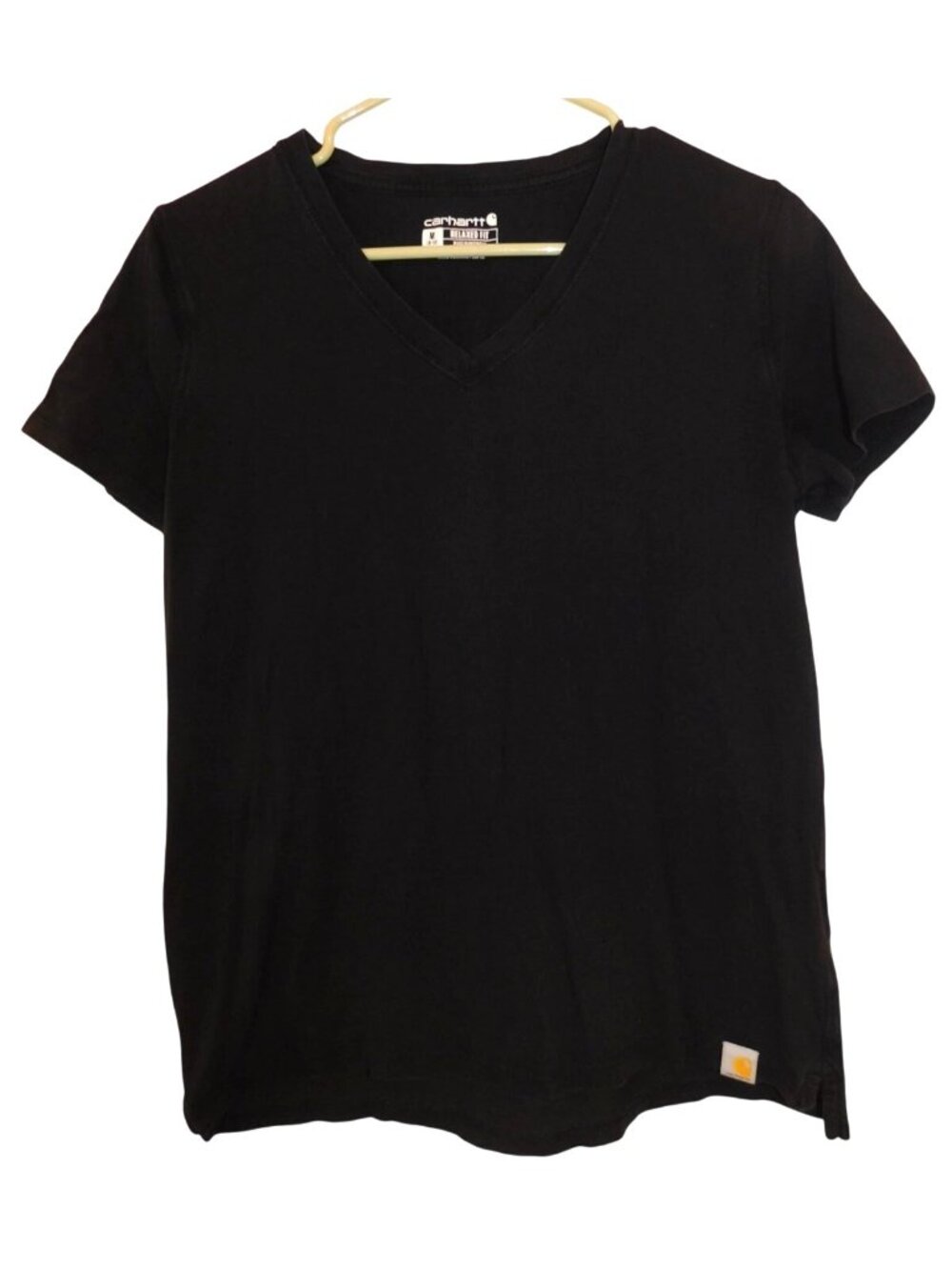 Carhartt Womens Sz M Black V Neck T Shirt Relaxed Fit Workwear Streetwear